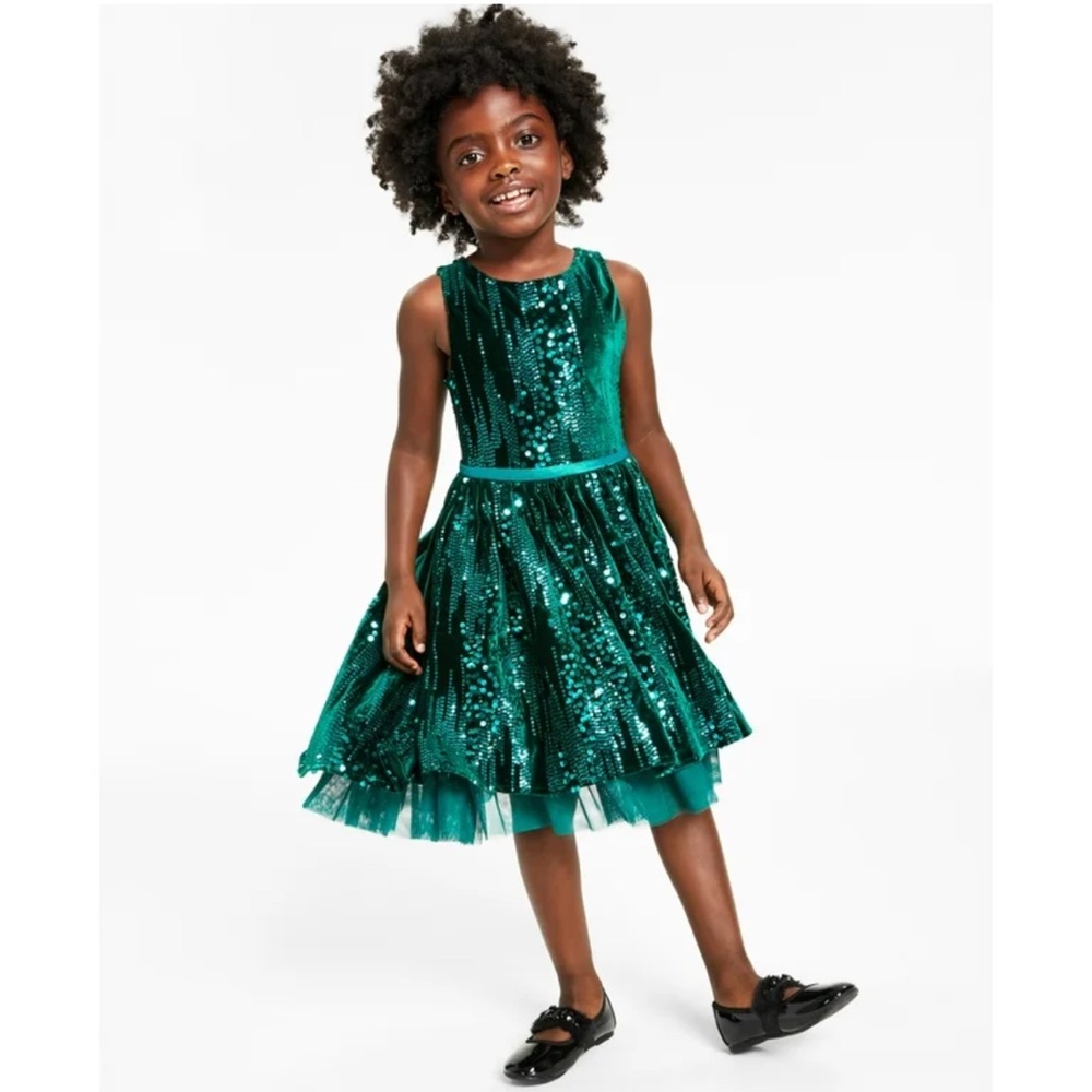 Rare Editions
Big Girls Green Sequin and Velvet Social Dress Christmas Holiday